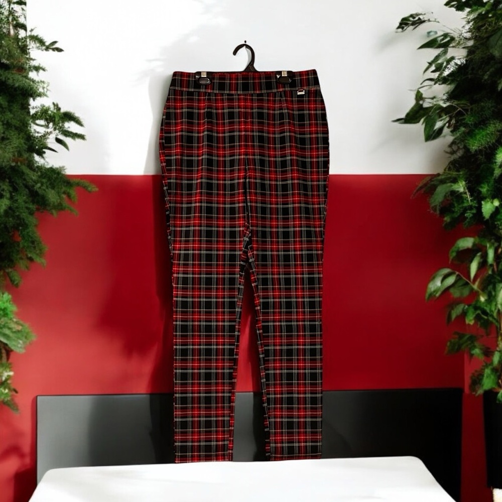 DKNY Red & Black Plaid Pants